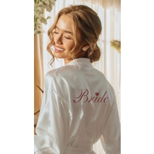 Bride Sabahlık Gül Kurusu Nakışlı Gelin Sabahlığı