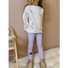 Sacro Kids Çiçek Desenli Taytlı-Sweatshirt Mevsimlik Kız Çocuk Takım