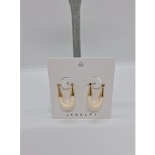 Jewelry Çelik Reçine Krem Küpe 3 cm