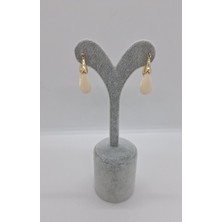 Jewelry Çelik Reçine Krem Küpe 3 cm