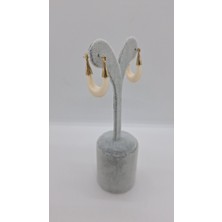 Jewelry Çelik Reçine Krem Küpe 3 cm