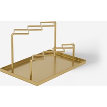 Rarart Geometrik Gold Metal Organizer - Masaüstü Kalem & Fırça Düzenleyici - Clark