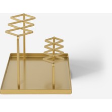 Rarart Geometrik Gold Metal Organizer - Masaüstü Kalem & Fırça Düzenleyici - Clark