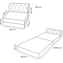 Mevsim Home Rainbow Oturum Yüksekliği 29 cm 70X180 ( Petrol Mavi ) Tek Kişilik Katlanır Yataklı Koltuk