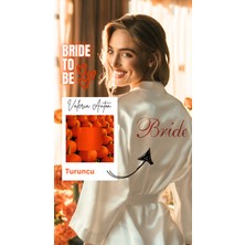Bride Sabahlık Saten Nakışlı Beyaz Gelin Sabahlığı
