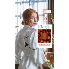 Bride Sabahlık Saten Nakışlı Beyaz Gelin Sabahlığı