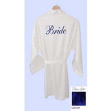 Bride Sabahlık Saten Nakışlı Beyaz Gelin Sabahlığı