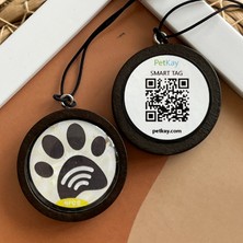 Petkay Köpekler Için Akıllı Künye Nfc Akıllı Tasma Künyesi Qr Kod Künye Ahşap Sarı