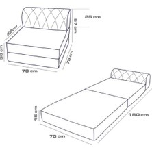 Mevsim Home Rainbow Oturum Yüksekliği 29 cm 70X180 Yeşil Tek Kişilik Katlanır Yataklı Koltuk