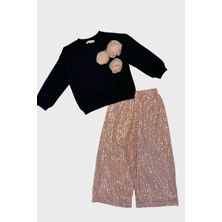 Çikoby Pullu Pantolonlu Kız Takım - Pembe