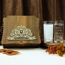 Hediyelerin Efendisi Ahşap Kutulu İsim & Söz Yazılı Rakı Kadehi Seti