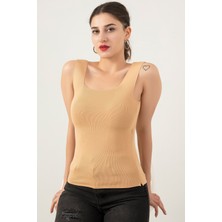 Kolsuz Bluz Kalın Askılı Atlet Ince Kare Yaka Triko ESP039