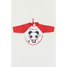 FullaModa Panda Baskılı Uzun Kollu Bebek Mama Önlüğü