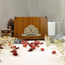 Hediyelerin Efendisi Ahşap Kutulu Isim & Söz Yazılı Rakı & Viski Kadehi Seti