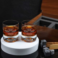 Hediyelerin Efendisi Ahşap Kutulu Vintage Tasarımlı Çiftlere Özel Maşa & Taşlı 2'Li Viski Kadehi Seti