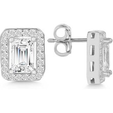 Turtcest Gümüş Beyaz Baget Taşlı Çivili Kadın Küpe