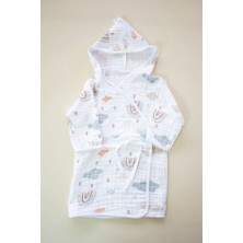 Müslin Bebek Bornoz Kapüşonlu Belden Bağlamalı BNL-0001