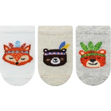 Bross Bebek Etnik Desenli 3lü Patik Çorap ONL-02529