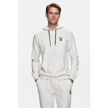 Ucla NEVADA Bej Kapüşonlu Pamuklu Baskılı Standard Fit Erkek Sweatshirt