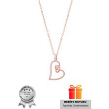 925 Ayar Gümüş Zirkon Taşlı Kalp Model Kolye