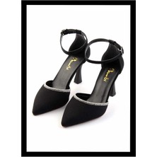 Bambi Mat Siyah Saten   Kadın Klasik Topuklu Ayakkabı K01038006038