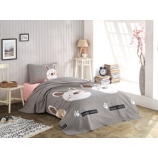 Eponj Home Pike Seti Baskılı Tek Kişilik Tavşancık A.Kahve-Gri-Pembe 160x235 cm