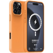 Buff iPhone 16 Pro Magsafe Rubber Fit Silikon Kılıf Orange Sorbet