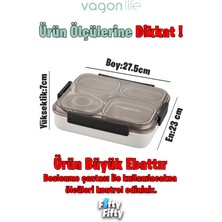 Vagonlife Büyük Ebat 1200 ML (Sızdırmaz,Karışmaz 4 Bölmeli) Lunch Box Yeni Nesil Sefer Tası -FF7080