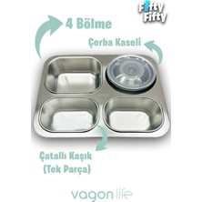 Vagonlife Büyük Ebat 1200 ML (Sızdırmaz,Karışmaz 4 Bölmeli) Lunch Box Yeni Nesil Sefer Tası -FF7080