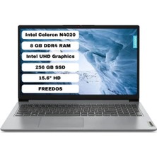 Lenovo Ideapad 1 Intel Celeron N4020 8gb 256GB SSD Freedos 15.6" Hd 82V700K7TX Taşınabilir Bilgisayar