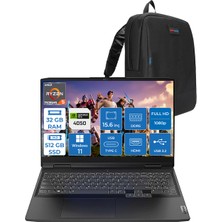 Lenovo Ideapad Gaming 3 15ARH7 Ryzen 5 7535HS 32GB Ddr5 512GB SSD 6GB/RTX4050 (85W) Windows 11 Pro IPS 120Hz 15.6" Fhd Taşınabilir Bilgisayar 882SB00PDTXWP04 + Zettaçanta
