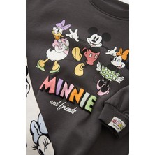 Ladin Store Yeni Sezon Kız Çocuk Minnie Mouse Baskılı Pamuklu Alt-Üst Fitilli Taytlı Takım