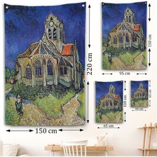 Giyelim Moda Vincent Van Gogh Auvers'deki Kilise Duvar Örtüsü-7445