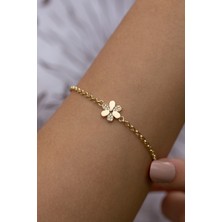 ÇGK KUYUMCULUK  Doç Zincir Çiçek Altın Bileklik CGKBLK0152