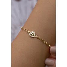 ÇGK KUYUMCULUK  Doç Zincir Kalpli Altın Bileklik CGKBLK0150