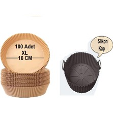 Bamboo Star Tüm Fritöz Modelleriyle Uyumlu Aırfryer Pişirme KAĞIDI-100 Adet + Silikon Pişirme Kabı