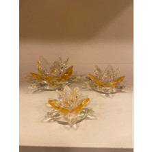 Plus Home 3'Lü Kristal Dekoratif Nilüfer Çiçeği Obje Bal