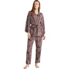 Penye Mood Kadın Mürdüm Pijama Takım 9731