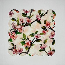 Deco Sulu Boya Pembe Çiçek ve Dallar Desenli Dijital Baskılı Kokteyl Peçetesi