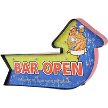 Turtcest Bar Open Temalı Ledli Bar Tabelası Pano Vintage LED Ampülü