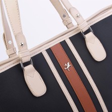 Nas Bag Kadın Omuz Çantası Spor Şık Ayarlanabilir Omuz Askılı  Siyah Kum Lacste (33X27X12 cm )
