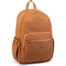 Nas Bag Büyük Boy Unisex Hafif  ve Su Geçirmez Çok Gözlü Sırt Çantası Hardal
