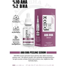 Motto Plus Professional %10 Aha %2 Bha Yenileyici ve Aydınlatıcı Üst Düzey Peeling Bakım Serumu 30ml