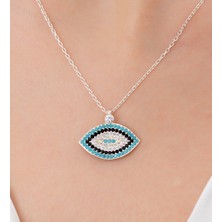 925 Ayar Gümüş Göz Model Nazar Boncuğu Kadın Kolye(Özel Kutulu)