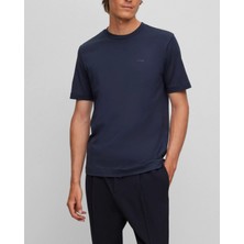 Erkek Regular Fit Kısa Kollu Düz Bisiklet Yaka Lacivert T-Shirt 50468347-404