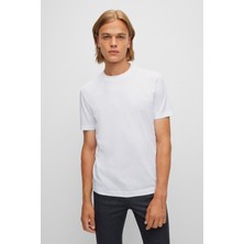 Erkek Regular Fit Kısa Kollu Düz Bisiklet Yaka Beyaz T-Shirt 50468347-100
