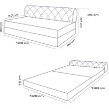 Mevsim Home Rainbow Oturum Yüksekliği 29  cm  120 x 190 cm  Mürdüm Renk Çift Kişilik Katlanır Yataklı Koltuk