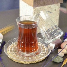 Paşabahçe Kesme Kalem Desenli Heybeli Çay Takımı