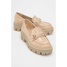 Ccway Kadın Tokalı Loafer Ayakkabı BEJ RUGAN