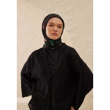 Bridget Desen Pamuk Vual Eşarp Siyah